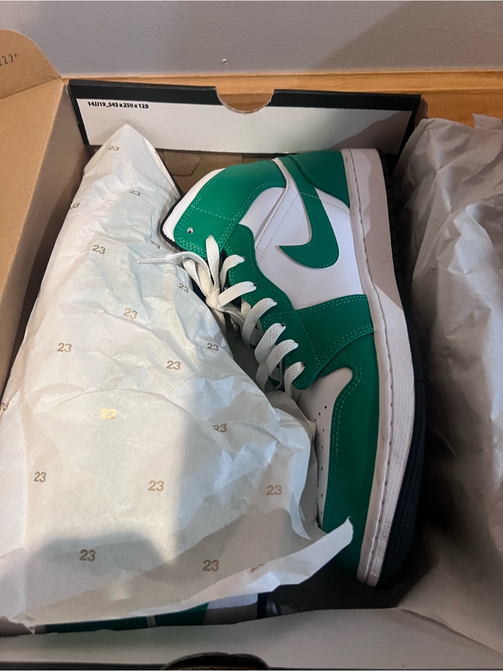 Air Jordan 1 Mid Lucky Green/Black/White Sz.12